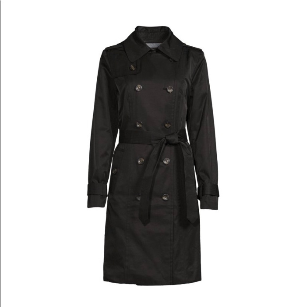 LONDON FOG Double Breasted Trench Coat With Removable Hood Size small